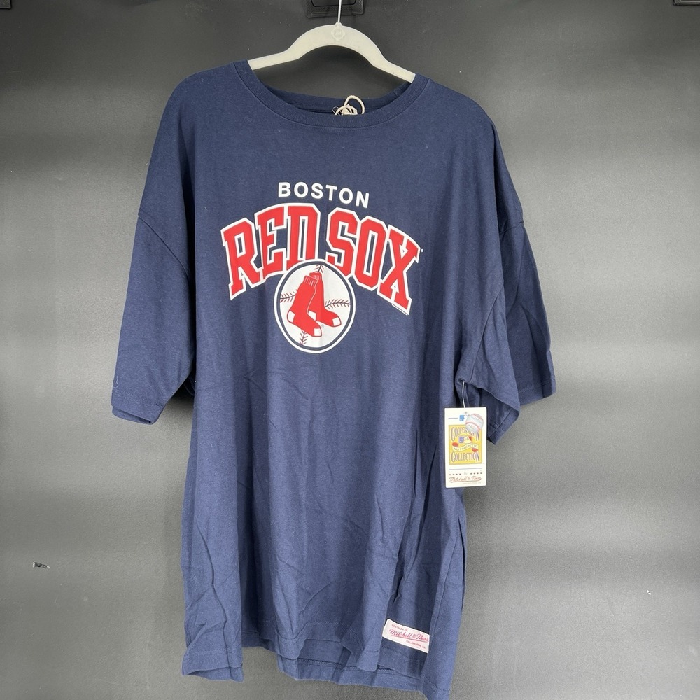 NWT Mitchell & Ness Boston Red Sox T Shirt Size 3XL Blue
